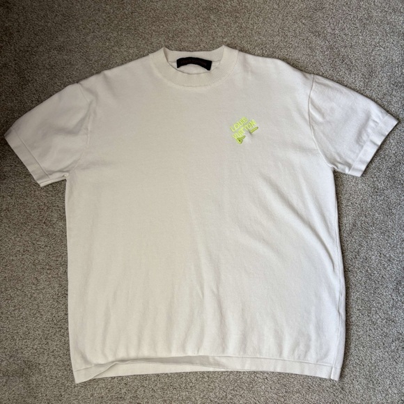 Louis Vuitton Cream Short Sleeve Tee with Neon Accent
